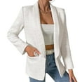 thumbnail image 4 of ClodeEU Fall Tweed Blazer Jackets for Women ,Lapel Long Sleeve Open Front Fashion Business Casual Suit with Pockets White,Womens Plus XL, 4 of 7
