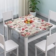 thumbnail image 3 of Beige Christmas Santa and Reindeer Pattern Square Fitted Tablecloth with Elastic Edge,Square Table Cover,Washable Elastic Table Cover for Home Kitchen Party Decor 36"x36", 3 of 6