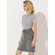 thumbnail image 3 of INSPIRE CHIC Falda Vaquera Midi Básica Desgastada De Cintura Alta Con Dobladillo Rasgado Y Lavado Para Mujer Gris XS, 3 of 5