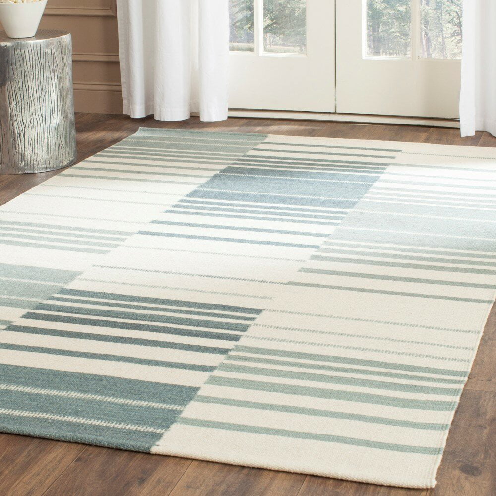 STRIPED TEAL GREY Colour Cotton KILIM Handwoven Rug Runner Cushion S-Large 30% 