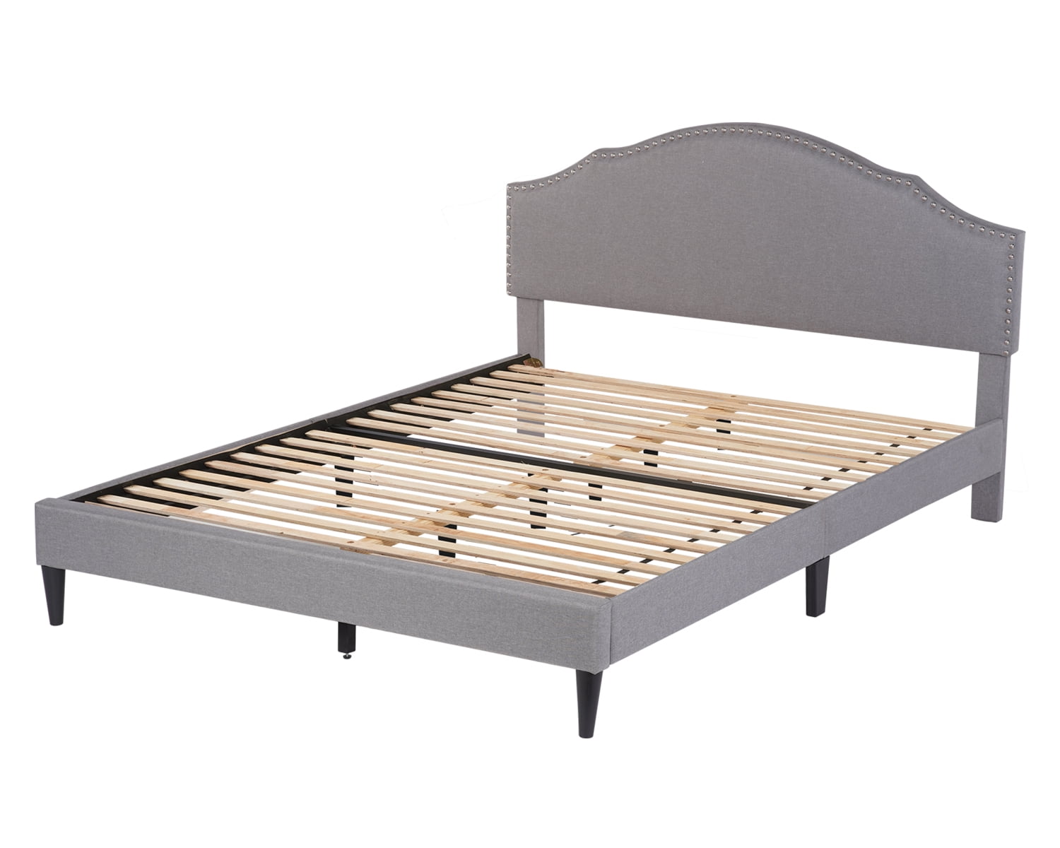 PayLessHere Bed Frame Mattress Foundation with Fabric Upholstered Headboard(Queen)