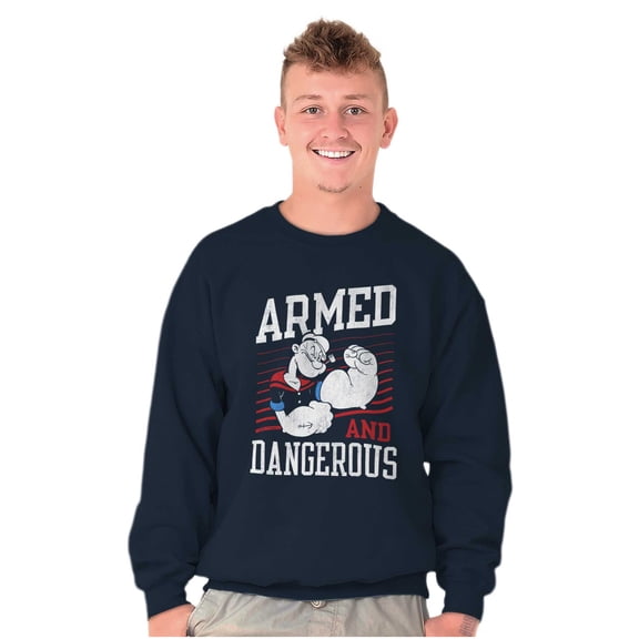 Popeye Armed Dangerous Biceps Workout Men's Crewneck Sweatshirt Brisco Brands S