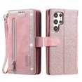 thumbnail image 2 of Dteck Wallet Case for Samsung Galaxy S24 Ultra, 9 Card Holder Slots Zipper Pocket Handbag Case Magnetic Closure Kickstand with Wrist Strap TPU Shockproof Flip Cover,Rosegold, 2 of 8