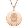 Personalized Planet Rose Goldtone Engraved Name and Hamsa Hand Disc Necklace ,Women's