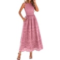 thumbnail image 2 of Jaimenalin Women'S Summer Dresses Sleeveless Crewneck A-Line Boho Lace Eyelet Tank Maxi Dress with Pockets Blush Color M, 2 of 9