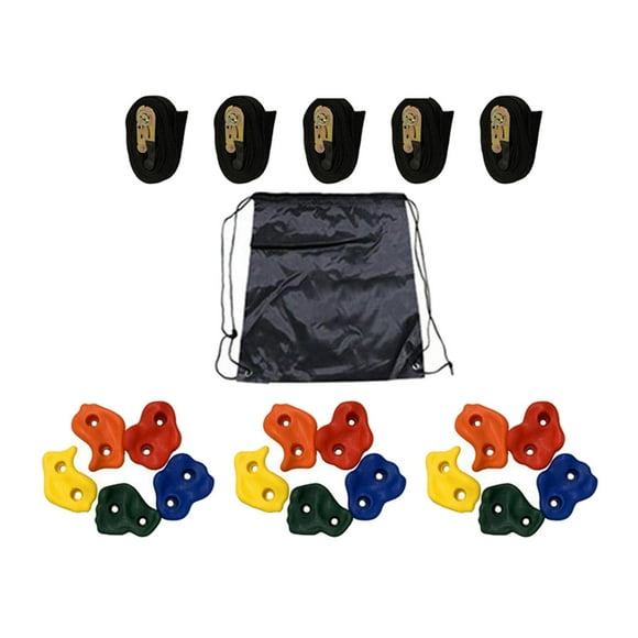15x Climbing Holds Children Rock Climbing Holds 5 Ratchet Straps, Climbing Rocks Great Loading Capacity Tree Climbing Training