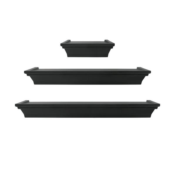 Mainstays 3pc Floating Decorative Shelves, Black