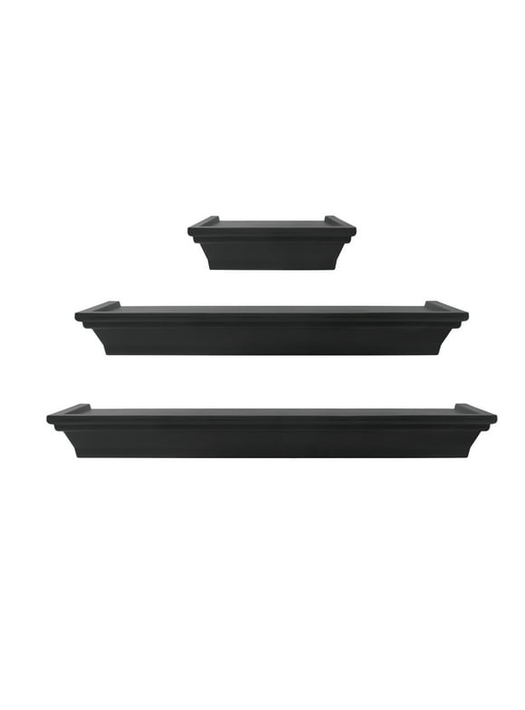 Mainstays 3pc Floating Decorative Shelves, Black