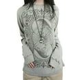 thumbnail image 3 of Female Tops, Printed Patterns Round Neck Long Sleeve Loose Pullover Blouse for Spring Autumn, Gray, S/M/L/XL, 3 of 6