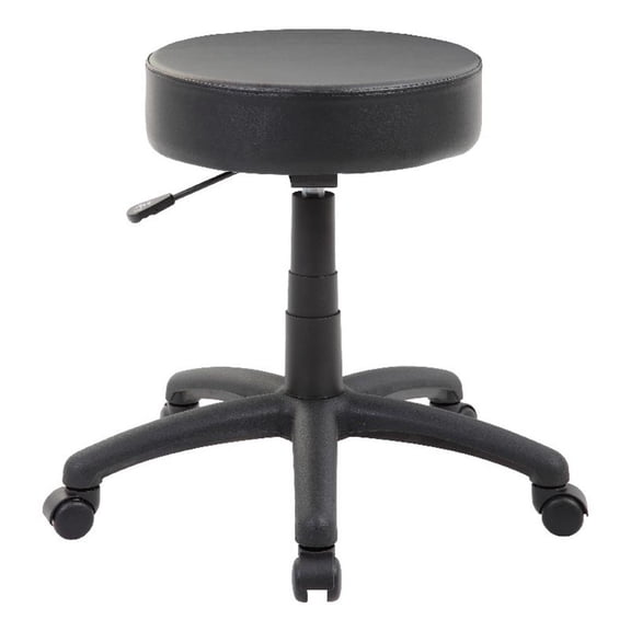 Swivel Stool with 18-23 Inch Adjustable Height- Round Black Vinyl Seat