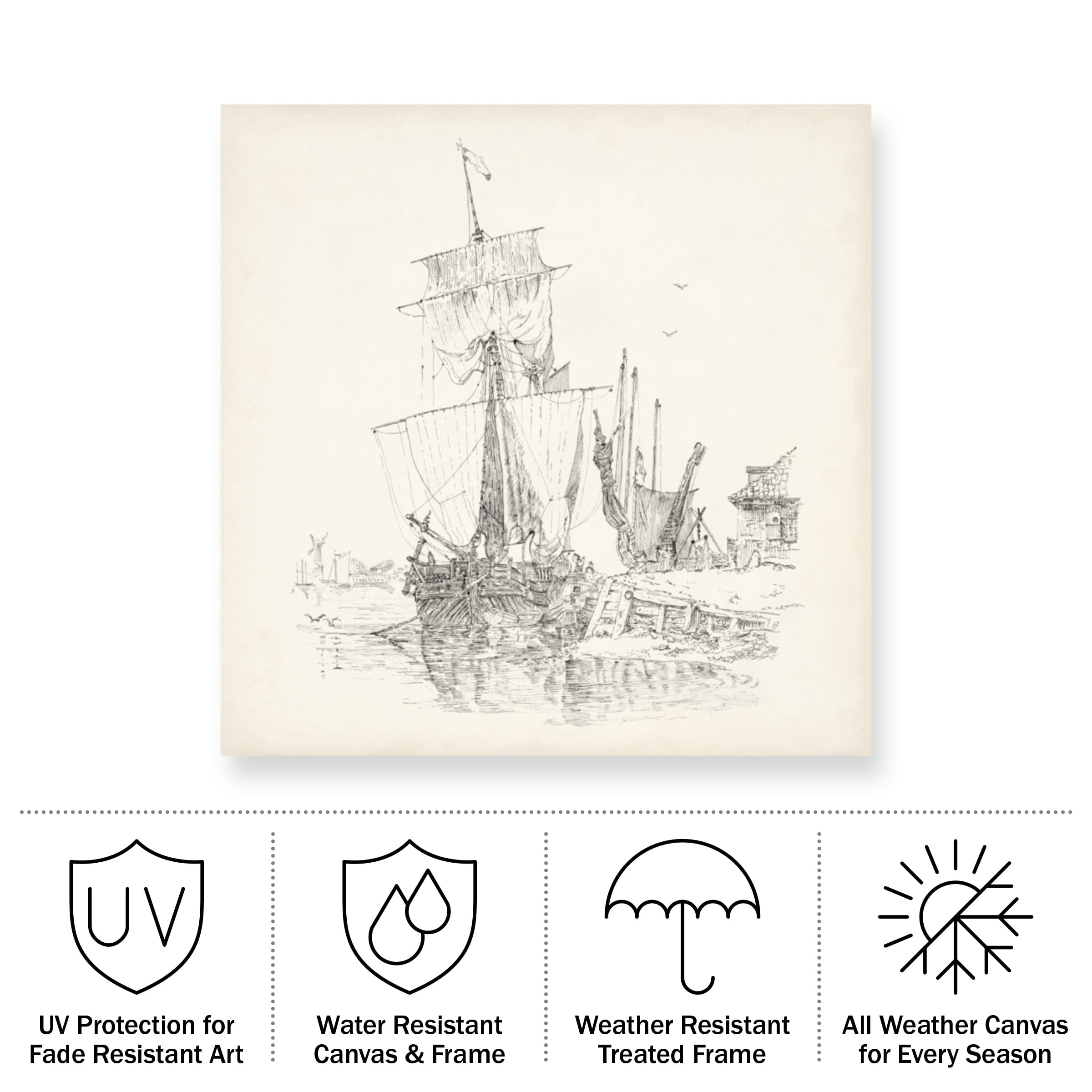 Richard Foust 'Antique Ship Sketch VII' Outdoor All-Weather Wall Decor