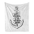 thumbnail image 1 of Anchor Soft Flannel Fleece Throw Blanket, Hand Drawn Monochrome Nautical Motifs Love is Words and Heart, Cozy Plush for Indoor and Outdoor Use, 50" x 60", Black and White, by Ambesonne, 1 of 6