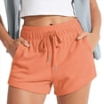 thumbnail image 2 of Pantalones Cortos Deportivos para Mujer con Bolsillos, de Algodón Francés, con Cordón Ajustable, para Hacer Ejercicio en Verano, Informales y Cómodos. Coral XS, 2 of 8