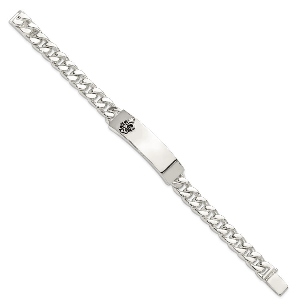 925 Sterling Silver Solid Italian Fleur de Lis Charm Bracelet - Walmart.com