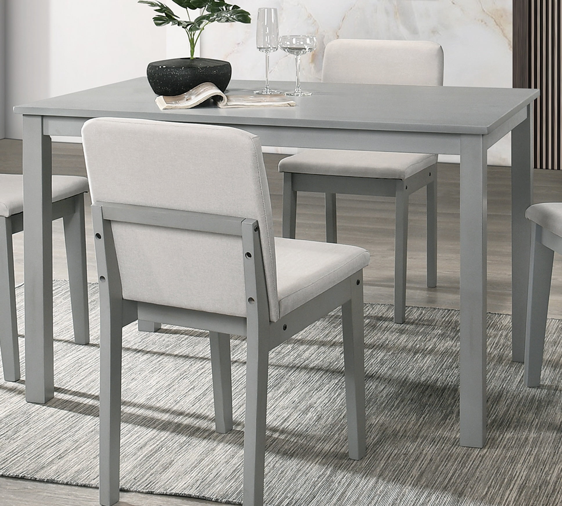 Aukfa Dining Table Set for 4, Kitchen Table & Chairs for Small Space Apartment, Gray