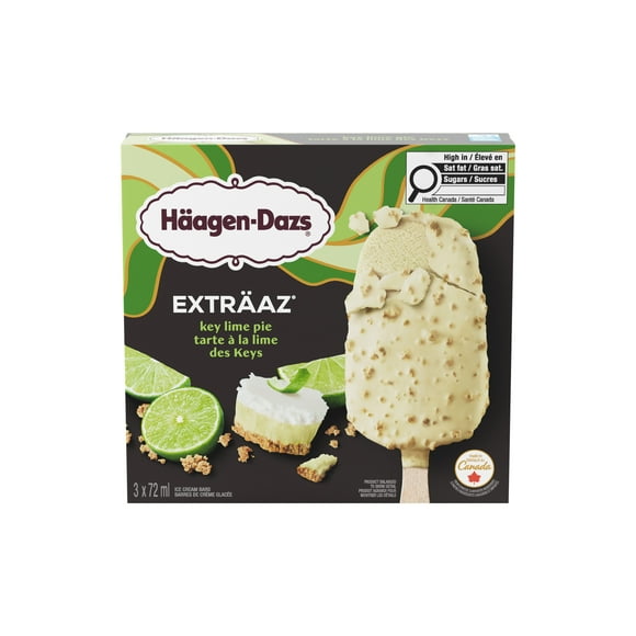 EXTRÄAZ Key Lime Pie Ice Cream Bars, Key Lime Pie Ice Cream In A White Chocolatey Coating Filled With Graham Pieces, Crafted In Canada, No Artificial Colours Or Flavours, 216 mL