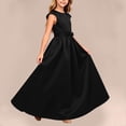 thumbnail image 6 of ITSAME Girls Formal A-Line Dress with Pockets Round Neck Bow Belt Wedding Party Pageant Gown Black Size 8, 6 of 7