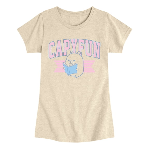 CapyFun - Capybara Reading - Youth Girls Fitted Short Sleeve T-Shirt