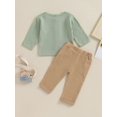 thumbnail image 4 of Bslissey Kids Baby Boys 2Pcs Cotton Linen Outfits Long Sleeve Button T-shirt + Elastic Waist Long Pants 6M 12M 18M 24M 3T 4T Toddler Casual Daily Clothes, 4 of 9