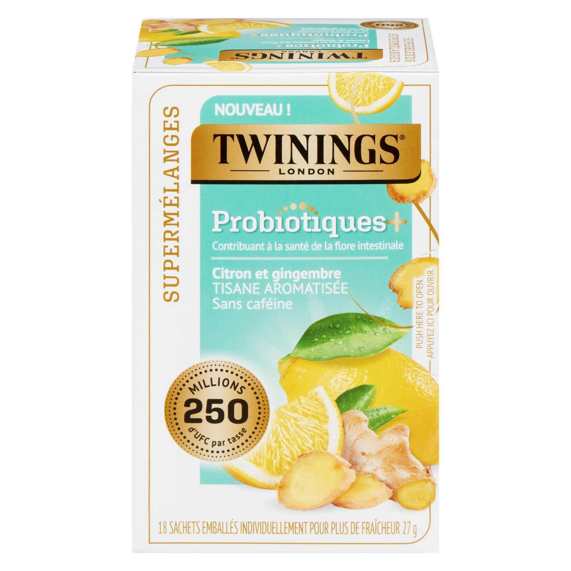 Twinings Superblends Probiotics+ Lemon & Ginger 18 Tea Bags, Lemon & Ginger