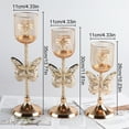 thumbnail image 3 of Golden Metal Butterfly Crystal Candle Holder Iron Art Small Vintage Candlestick Set for Table Centerpiece Romantic Wedding Decor (03,M,1Pc), 3 of 6