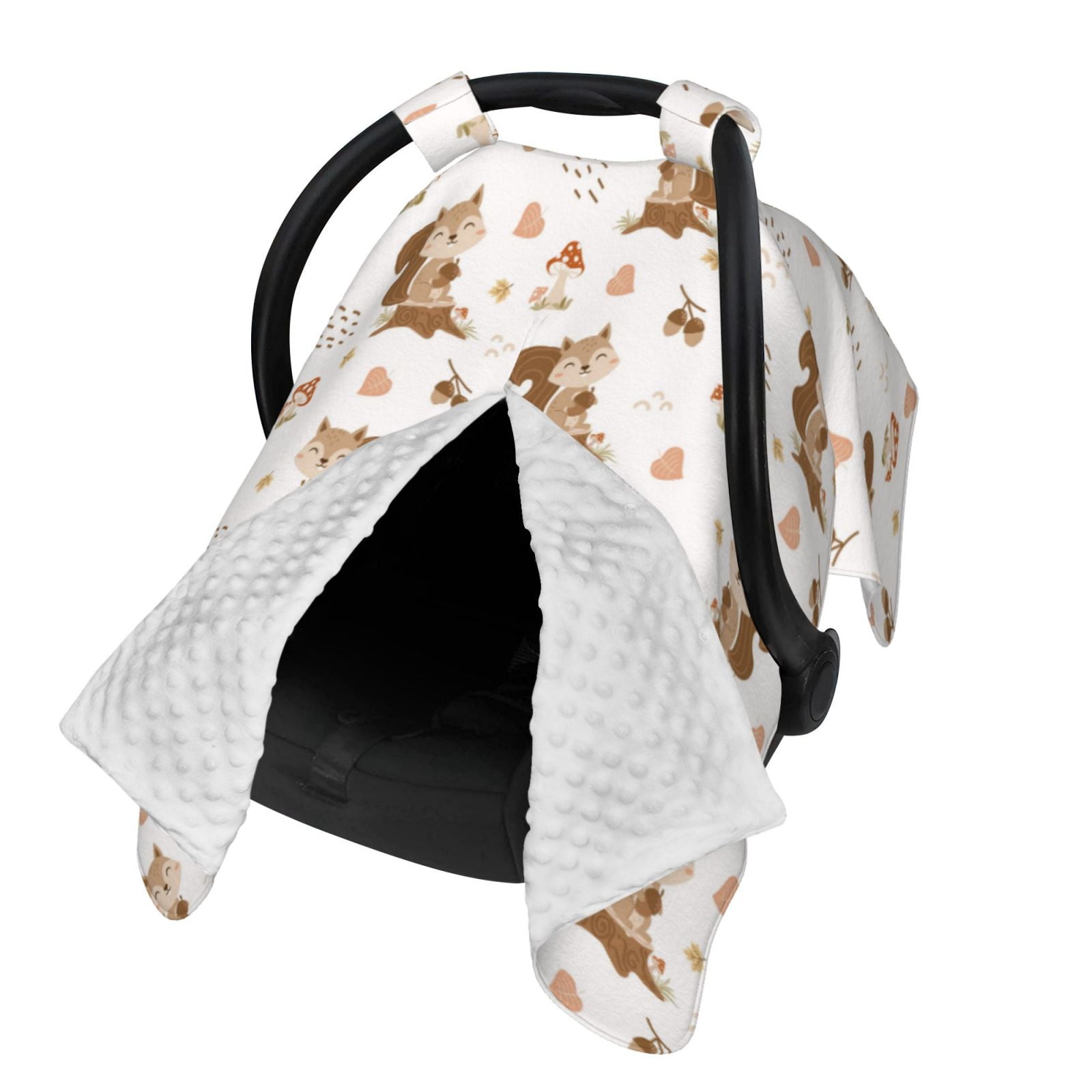 Naloa Fall Squirrel Baby Car Seat Cover, Breathable Baby Carrier Cover, Multiuse Baby Carrier Cover & Nursing Breastfeeding Cover
