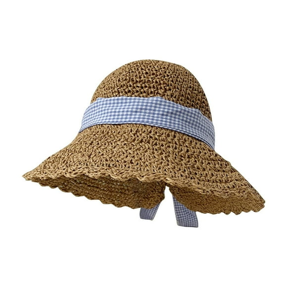 Straw Summer Hat Women's Floppy Sun Hat Wide Beach Bow Hat Mother's Day Gifts Brown Free Size
