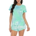 thumbnail image 4 of Aueoeo Womens Pajama Sets, Womens Pajamas Set Tie Dye Short Sleeve Tops and Shorts 2 Piece Loungewear Set Sleep Set Nightwear Sleepwear, 4 of 7