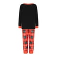 thumbnail image 4 of Elippeo Christmas Family Pajamas Matching Set Letter Santa Hat Arrow Print Long Sleeve Tops and Plaid Pants Sleepwear, 4 of 10
