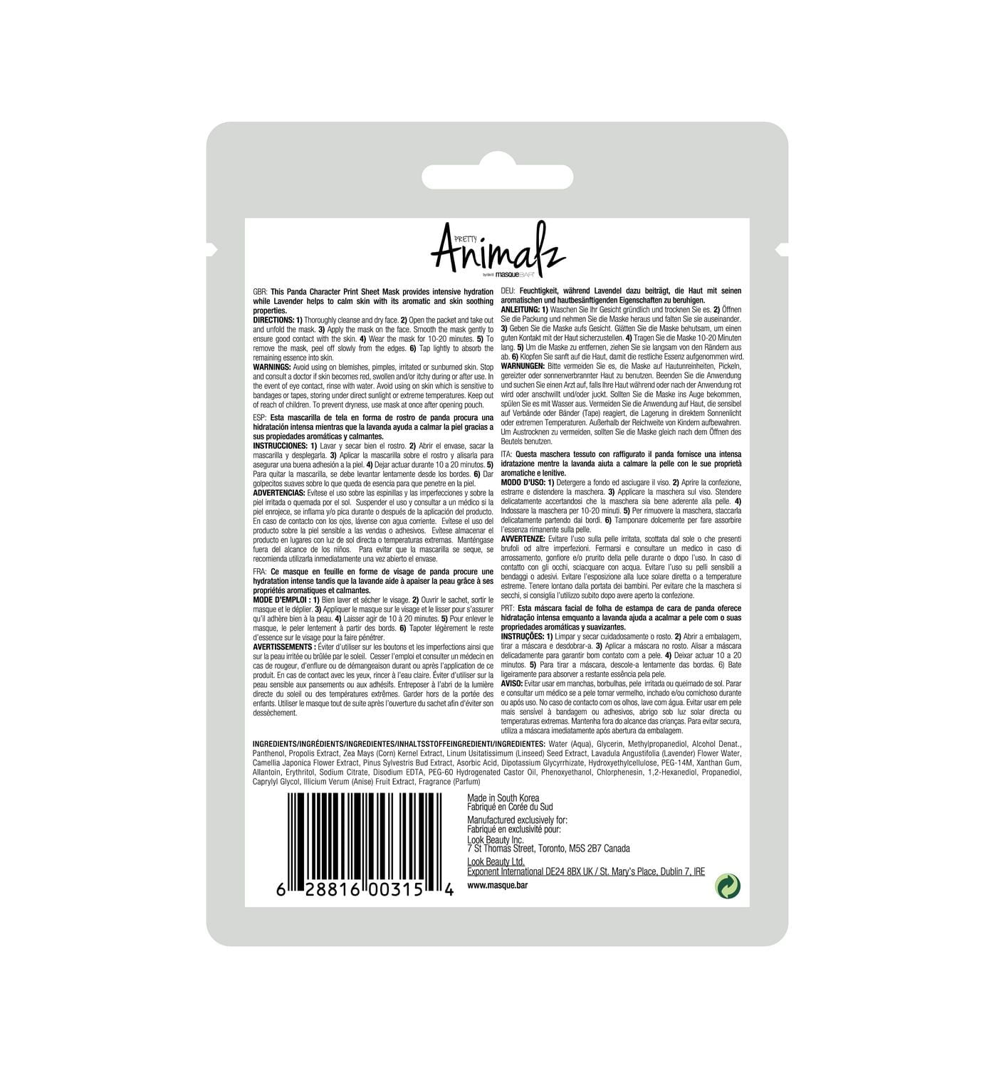 Pretty Animalz Panda Sheet Mask