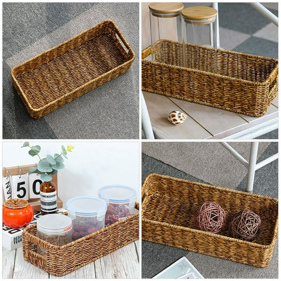 KAKOWELY Storage Basket for Shelves Woven Storage Basket Coffee Industrial Style 1Pack 14x6.1x3.5in