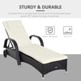 thumbnail image 3 of Chaise Longue en Rotin PE Blanc Café Foncé et Crème avec Dossier Réglable / Chaise Longue de Patio Extérieure avec Coussin et Roues - Parfaite pour Jardins et Piscines, 3 of 7