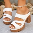 thumbnail image 2 of Pandaie Platform Wedge Sandals for Women 2026 Dressy Summer Chunky Heels Casual Hollow out Open Toe Comfortable Work Dress Pumps Shoes White Size 6.5, 2 of 9