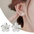 thumbnail image 3 of CILENON Flower Stud Earrings 925 Sterling Silver Plumeria Earrings for Women Hypoallergenic Cubic Zircon Cute Flower Stud Earrings Jewelry Gifts for Birthday Christmas(B,One Size), 3 of 6