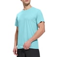 thumbnail image 7 of MIER Mens Short Sleeve Workout Shirt, Quick Dry Moisture Wicking Gym T-Shirt, Crew Neck, Black/Grey/Light Blue, Size XXXL, 3-Pack, 7 of 7
