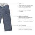 thumbnail image 2 of Kidsy Boys Casual Denim-Looking Pants – Knee Patches, Soft Cotton, Pull-On/Drawstring Closure, Dark Denim, 3, 2 of 5