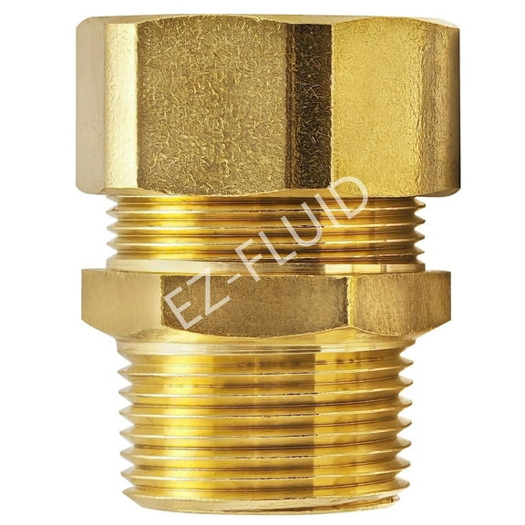 (1) EZ-Fluid 7/8" Comp. x 3/4" MIP Male Adapter Reducing Union Coupling Fittings Connector,Compression x NPT,LF Brass Compression Tube Fitting Safe for Drinking water Plumbing