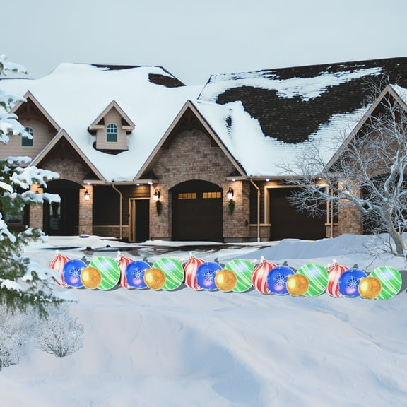 VictoryStore Jumbo Ornament Christmas Yard Decorations Set, Holiday Yard Decoration Fillers 5 Piece Set, Includes Stakes 19611