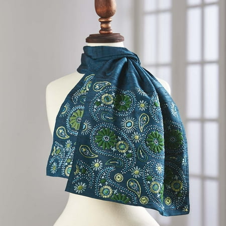 Paisley Embroidery - Herrschners® Silk Paisley Scarf-Teal Stamped Embroidery