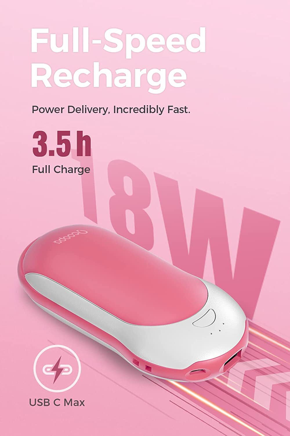Ocoopa H01 Fashion - Chauffe-mains rechargeable 10 000 mAh, options de