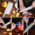 thumbnail image 3 of MDHAND 9-Piece Blue Gradient Handle Knife Set, 5 Stainless Steel Knives with Block, Sharpening Rod, Scissors and Peeler, for Home Kitchen, 3 of 8