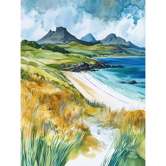 Coastal Landscape Beach Scene Canvas Print/Wall Art, Suitable for Living Room, Bedroom, Office, Bathroom, and Hotel Decoration.