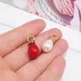 thumbnail image 5 of 60pcs 10*22mm White & Red ABS Plastic Teardrop Charms with Crystal Rhinestones Imitation Pearl Pendants for DIY Crafts Necklace Bracelet Earring Making Accessories, 5 of 7