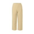 thumbnail image 6 of Laqbezok Women's Cotton Linen Wide Leg Pants, Loose High Waist Casual Trousers with Pockets, Summer Breathable Lounge Outfit, 6 of 10