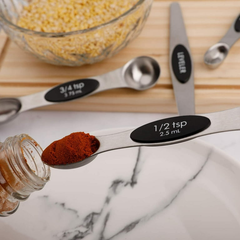 7-Piece: Double Sided Stackable Magnetic Measuring Spoons Set with Lev