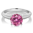 thumbnail image 2 of Gem Stone King 925 Sterling Silver Pink Moissanite Solitaire Engagement Ring for Women (1.20 Cttw, Round 7MM, Gemstone Birthstone, Available in Size 5, 6, 7, 8, 9), 2 of 4