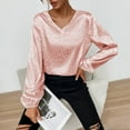 thumbnail image 2 of tklpehg Womens Tops Long Sleeve Long Sleeve Shirts Classic Solid Colors Ladies Tops Comfortable Casual V-Neck Lightweight Loose Fit Blouse Tunic Tops Pink L, 2 of 8