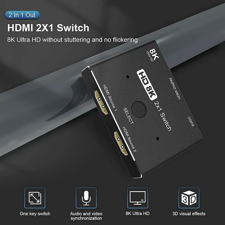 8K 2-Port HDMI 2.1 Switch with LED Display&Touch Button, High Speed 48gbps  Directional HDMI Switcher 2 in 1 out or 1 in 2 out 8K@60Hz 4K@120Hz HDMI  Switcher - China HDMI Switch