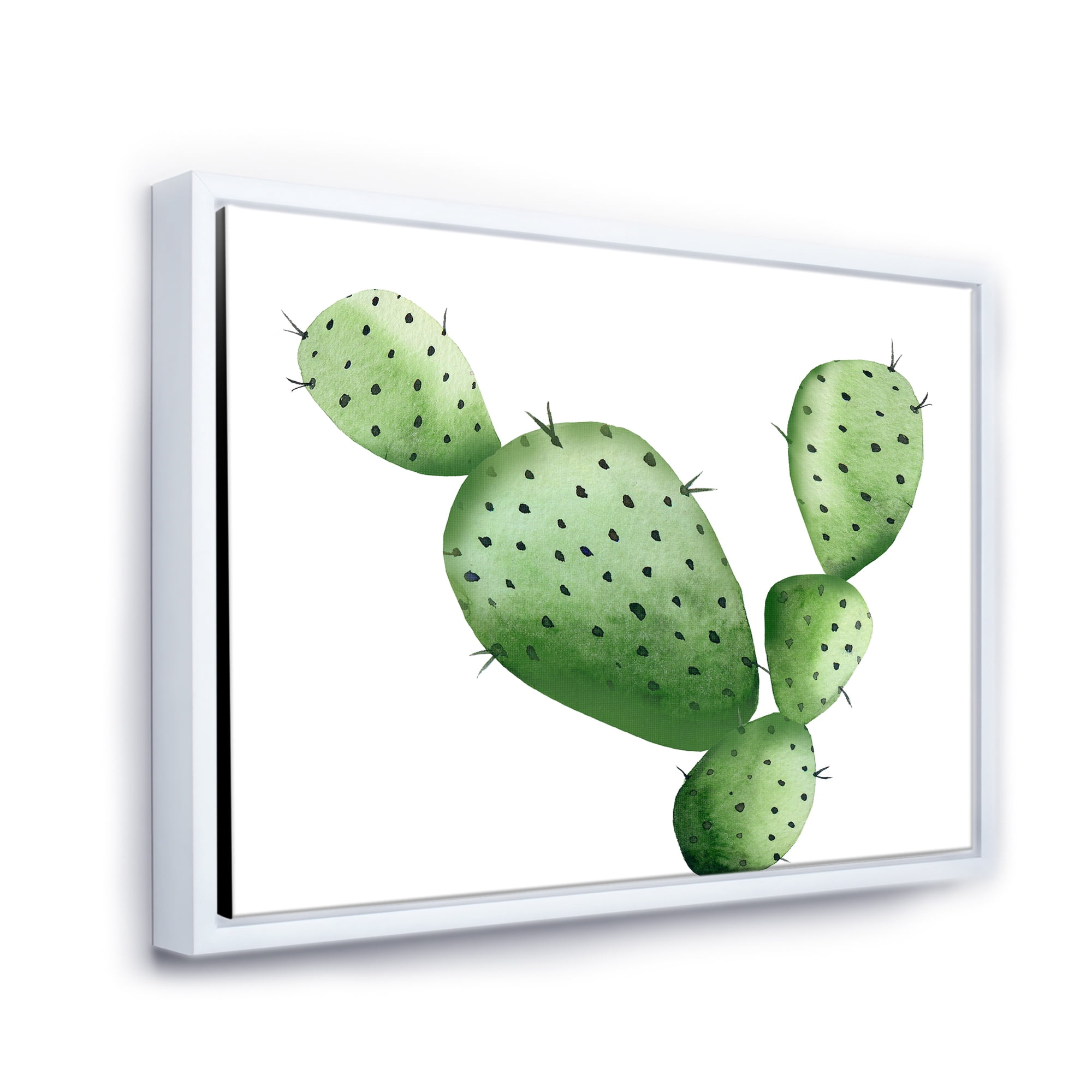 Designart 'Close Up Green Southwestern Cactus' Tropical Framed Canvas Wall Art Print