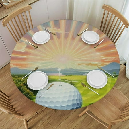 

Autua Golf Ball Tee Golf Course Round Table Cover Stain Resistant Washable Indoor Outdoor Kitchen Dining Wedding Parties Decor 100％ Polyester Fiber 42 -46